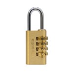 Brass Combination Padlock 28 mm with steel shackle and 4 dials (10.000 combinations)